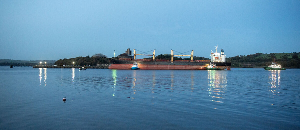  The cargo ship MV Matthew berthed at the old IFI plant at Marino Point, Cork. Picture: Dan Linehan