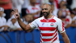 <p>OVER THE LINE: Japan defeat 14-man Samoa in a tight contest in their group D clash at the RWC.</p>