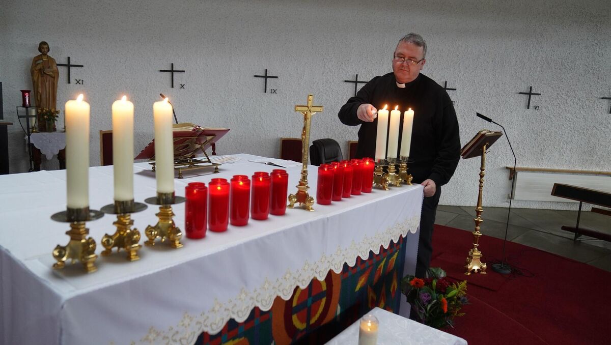 Local parish priest Fr John Joe Duffy, who gave last rites to those who died and anointed the injured on the day, became one of the more familiar faces of the tragedy. Picture: Brian Lawless/PA Wire