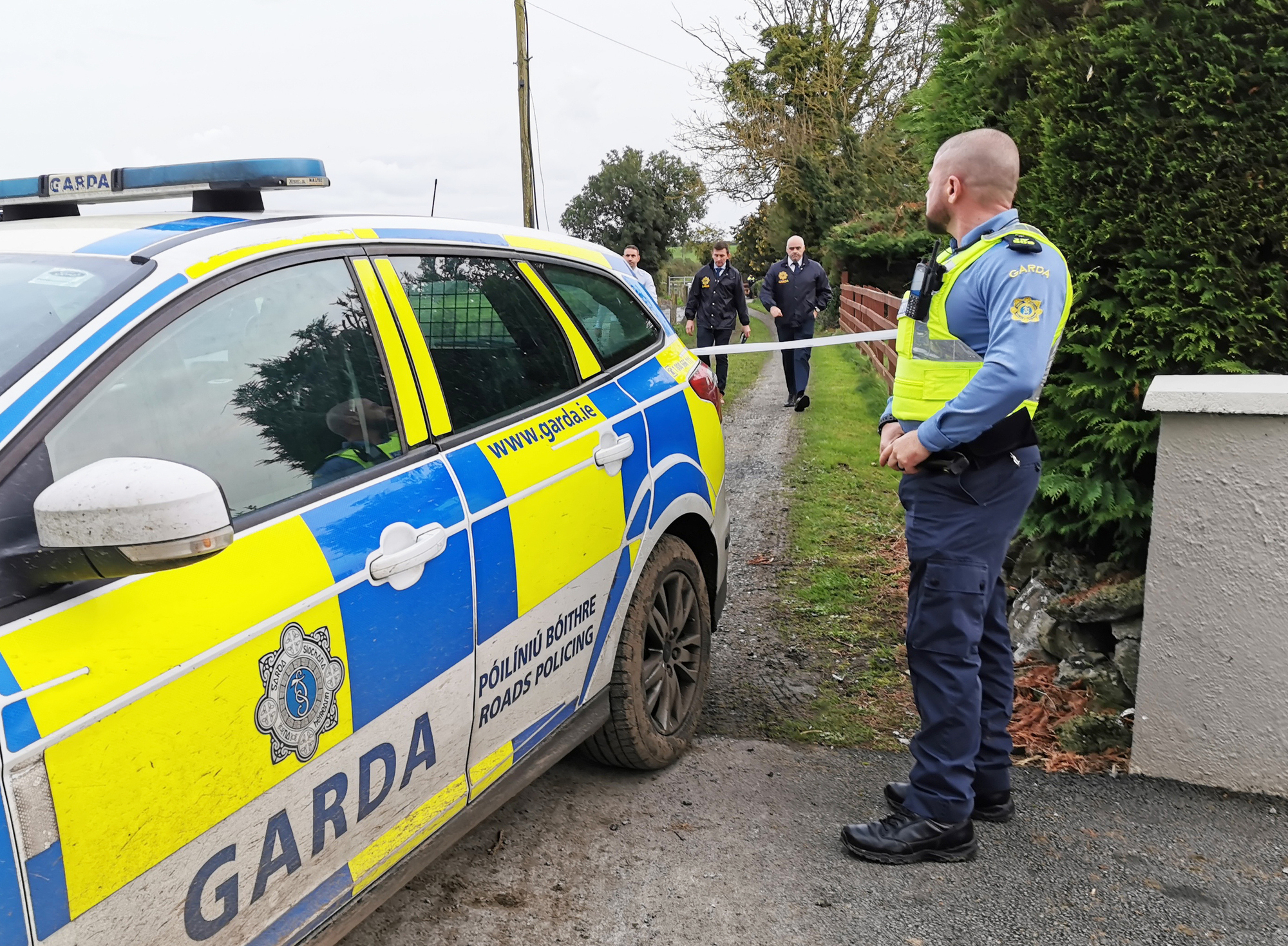 Gardai at the murder scene in Rahan outside Tullamore in County Offaly. 