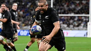 <p>ROUT: Dane Coles of New Zealand scores a try against Italy in a non-event of a contest.  Picture: INPHO/Photosport/Andrew Cornaga</p>