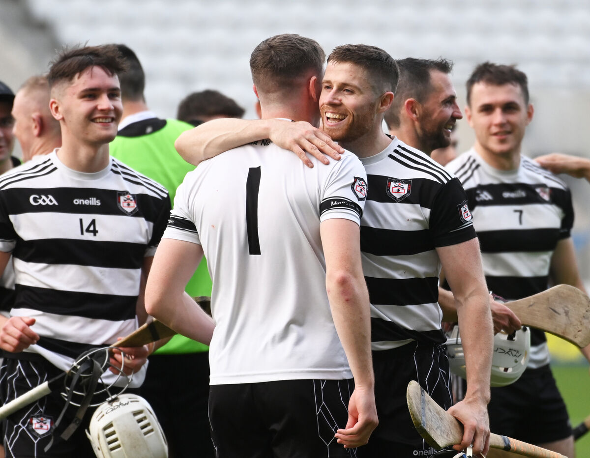 Midleton's Brian Sanderson and Conor Lehane after defeating St Finbarr's in the Co-Op Superstores Cork Premier SHC semi final at Pairc Ui Chaoimh. Picture; Eddie O'Hare