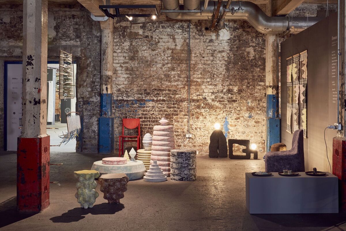  Round, voluptuous shapes with textured surfaces in tables and abstract decorative objects encourage tactility at London Design Fair 2023.