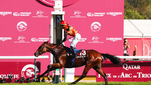 <p>SOME IMPACT: Cristian Demuro savours the moment after steering Ace Impact to victory in Sunday's Arc. 	Picture: Healy Racing</p>