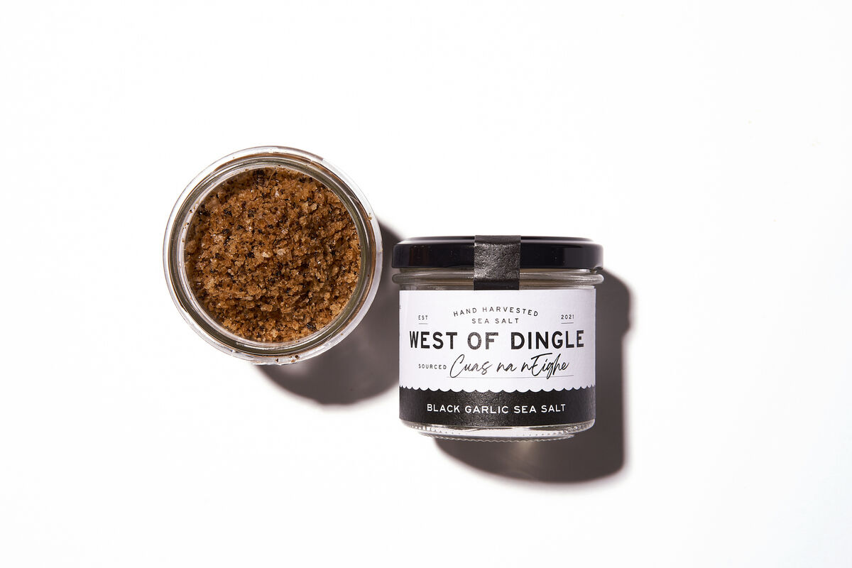 West of Dingle's hand harvested sea salts include versatile Black Garlic Sea Salt.