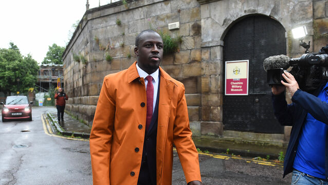 Footballer Benjamin Mendy leaving Chester Crown Court earlier this year (Peter Powell/PA)
