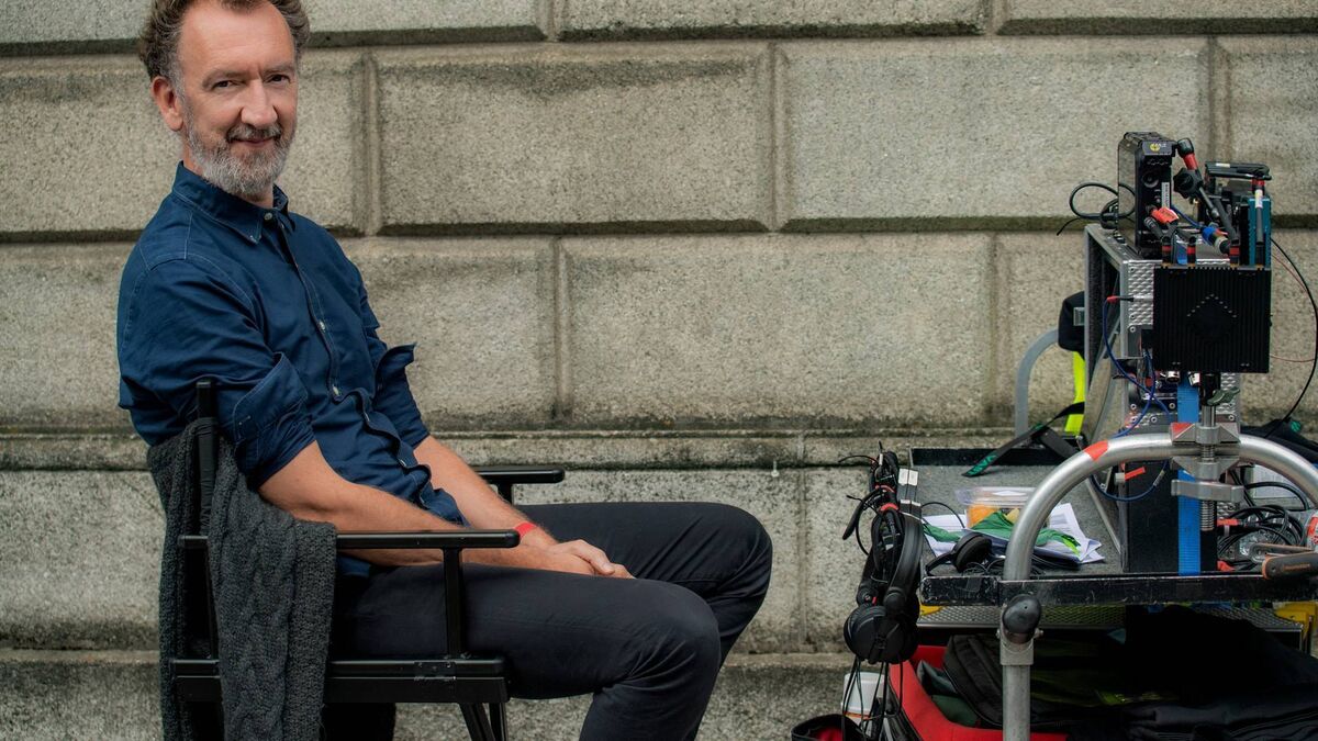 John Carney on the set of Flora and Son. 