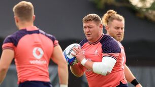 <p>DO-OR-DIE: Tadhg Furlong during an Ireland training session at Complexe de la Chambrerie in Tours. Pic: INPHO/Dan Sheridan</p>