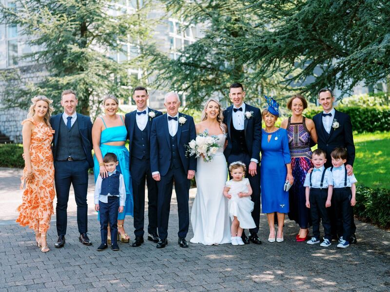Laura O’Keeffe and Colin Lyons with their daughter Katie Lyons and the groom's family. Pictures: Seán Lordan, Studio Lordan, www.studiolordan.com 
