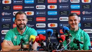 <p>TRIBUTES: Head Coach Andy Farrell and Jonathan Sexton. INPHO/Dan Sheridan</p>