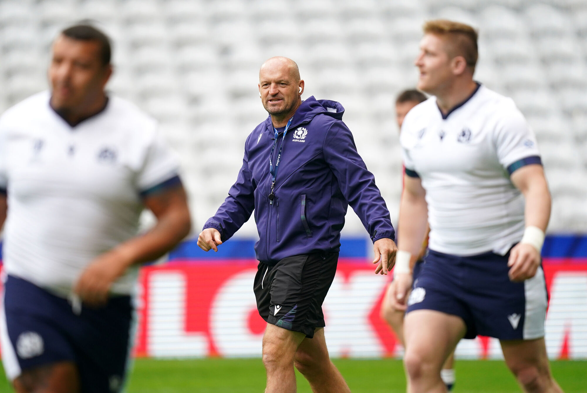 Scotland head coach Gregor Townsend during a training session at the Stade Pierre Mauroy, France. Picture date: Friday September 29, 2023. PA Photo. See PA story RUGBYU World Cup Scotland. Photo credit should read: Adam Davy/PA Wire