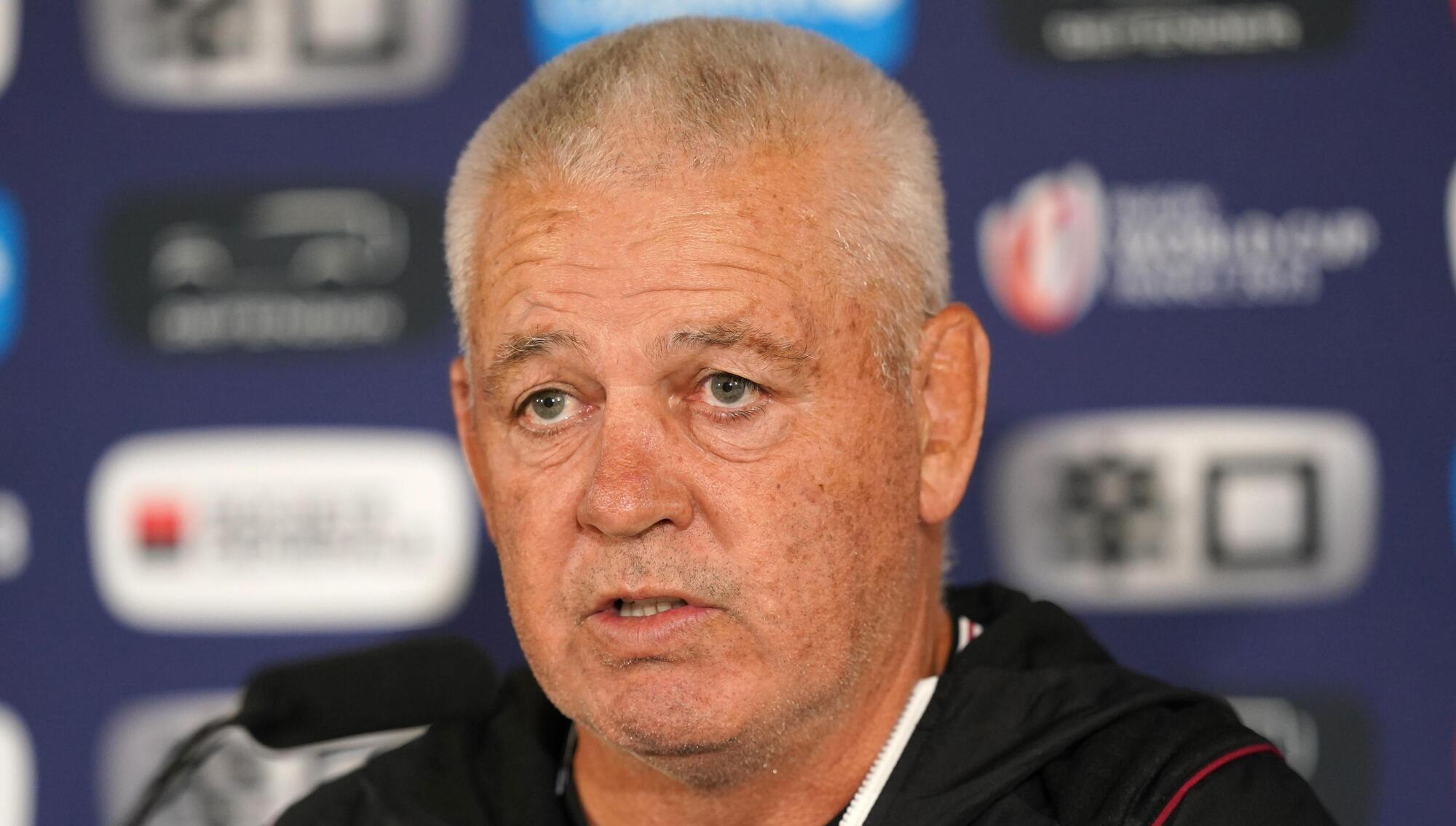 Wales head coach Warren Gatland during a team announcement at the Stade de la Beaujoire.