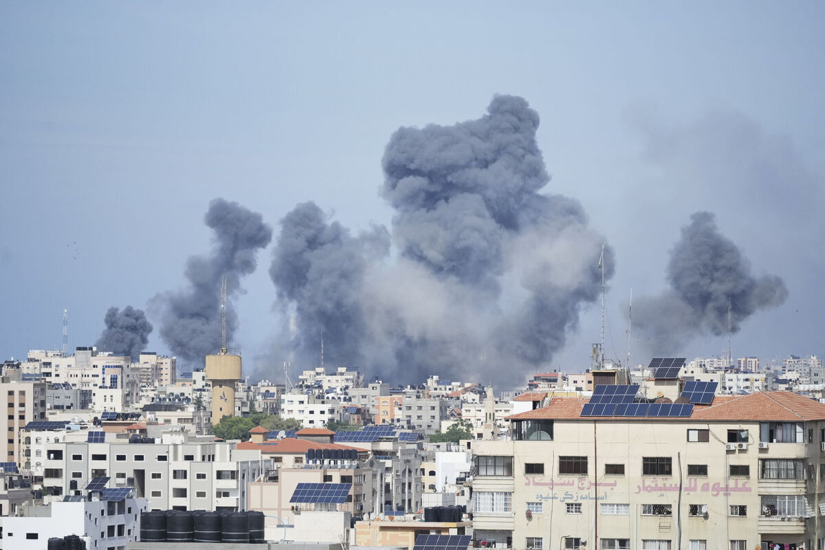 Smoke rises from an explosion caused by an Israeli airstrike in the Gaza Strip. Picture: AP Photo/Hatem Moussa