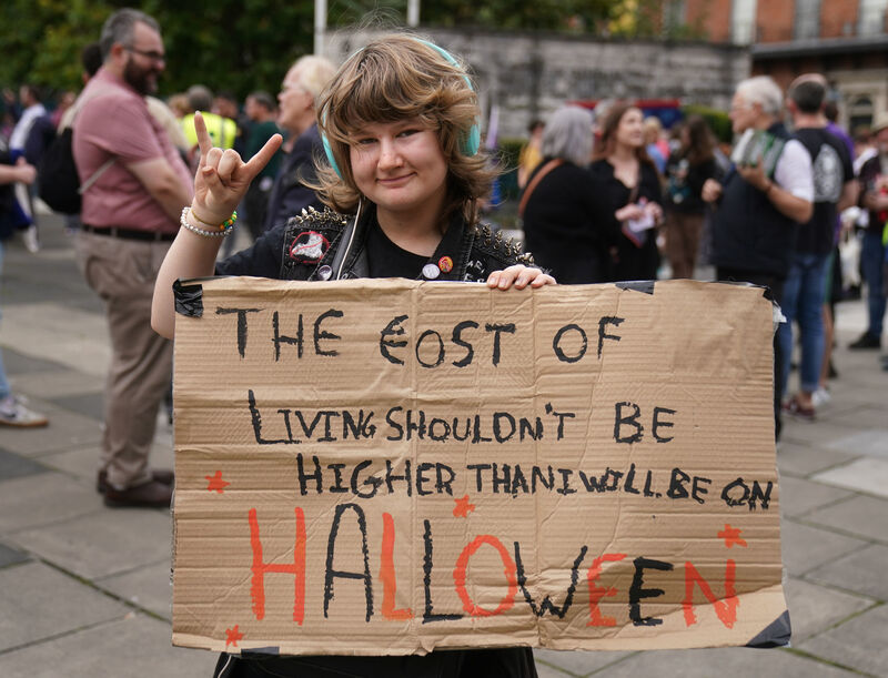 Demonstrators at a pre-Budget protest (Brian Lawless/PA)