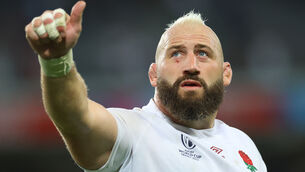 <p>THUMBS UP: England’s Joe Marler applauds the crowd after the game. Picture: INPHO/James Crombie</p>