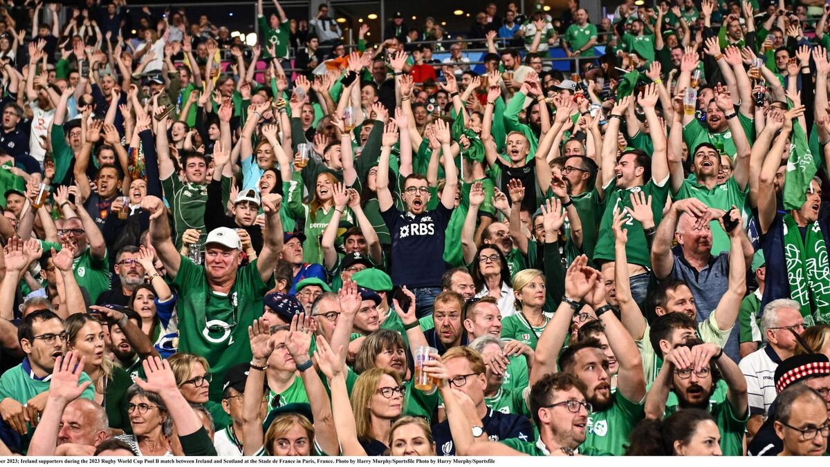 FULL VOICE: Ireland supporters at the Stade de France. Picture: Harry Murphy/Sportsfile FULL VOICE: Ireland supporters at the Stade de France. Picture: Harry Murphy/Sportsfile