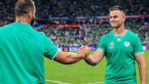 <p>PUT IT THERE: Ireland's Head Coach Andy Farrell and Jonathan Sexton. Picture: INPHO/Dan Sheridan</p>