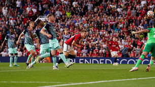 <p>WINNER: Manchester United's Scott McTominay scores the winning goal against Brentford at Old Trafford. Pic: Martin Rickett/PA Wire</p>
