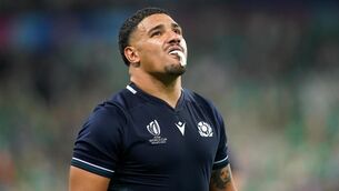 <p>DEJECTED: Scotland's Sione Tuipulotu described Ireland's defence as 'probably one of the best I've played'. Pic: PA</p>