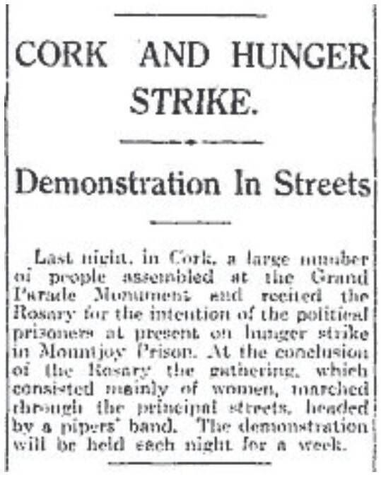 Cork women march nightly to voice their support (Cork Examiner, 20 Oct. 1923 p.7)
