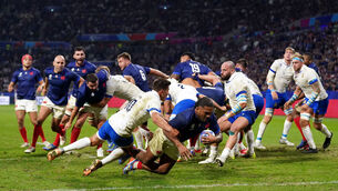 <p>TRYING TIMES: France's Peato Mauvaka scores their Sixth try against Italy last friday night in lyon. </p>
