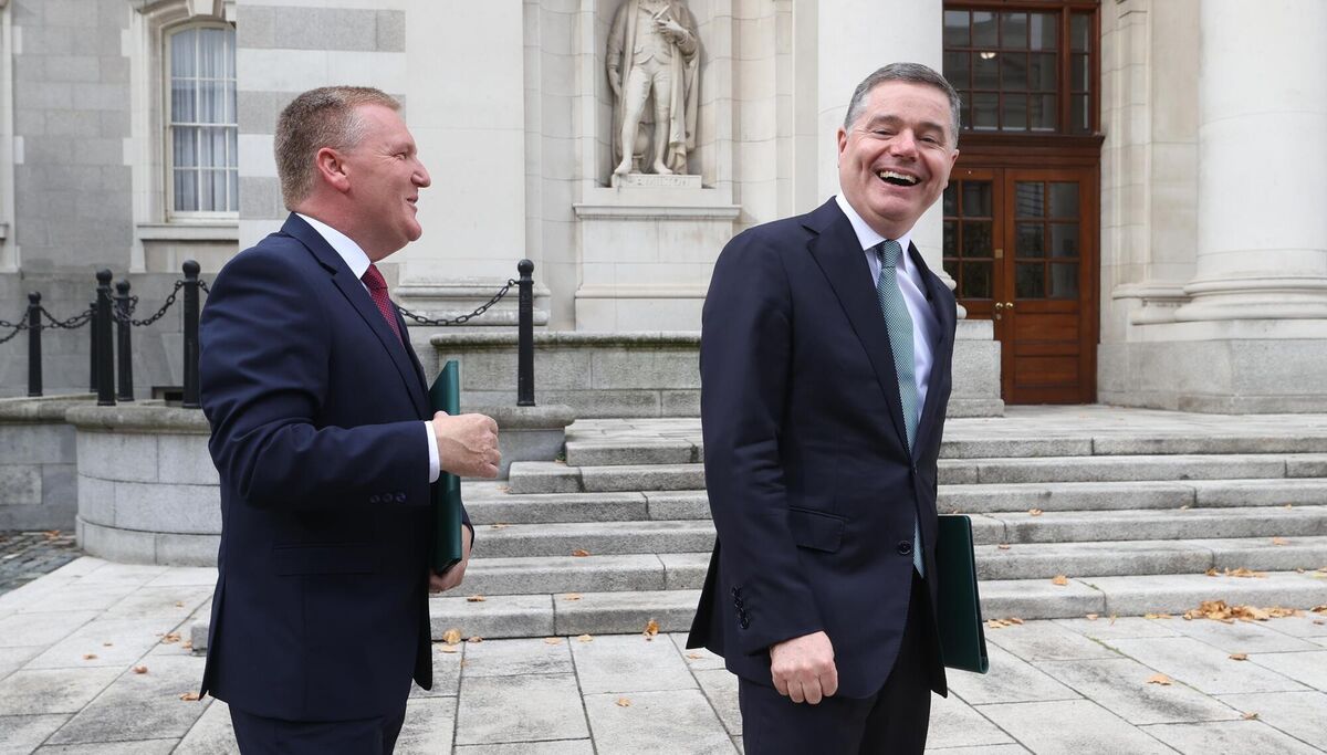 Minister for Finance Michael McGrath and Minister for Public Expenditure Paschal Donohoe arrive at Leinster House in Dublin, to unveil the Government's Budget for 2024. Picture: PA Minister for Finance Michael McGrath and Minister for Public Expenditure Paschal Donohoe arrive at Leinster House in Dublin, to unveil the Government's Budget for 2024. Picture: PA