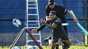 <p>OFF FEET: Aaron Smith during a New Zealand rugby squad training session at INSEP in Paris, France. Pic: Harry Murphy/Sportsfile</p>