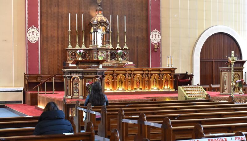 People pray at St Augustine’s Church, Washington Street, Cork. Picture: Dan Linehan