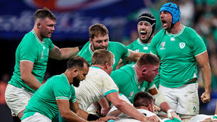 <p>STANDING FIRM: Ireland's Peter O'Mahony, Jamison Gibson-Park, Iain Henderson, Caelan Doris, Tadhg Furlong and Tadhg Beirne. Pic Credit ©INPHO/Dan Sheridan</p>