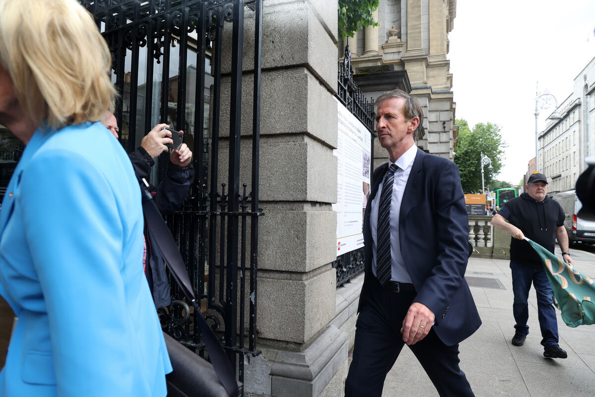 Then RTÉ CFO Richard Collins and executive board director of commercial Geraldine O'Leary arriving at Leinster House for an Oireachtas committee hearing in July. Picture: Sam Boal/Rolling News