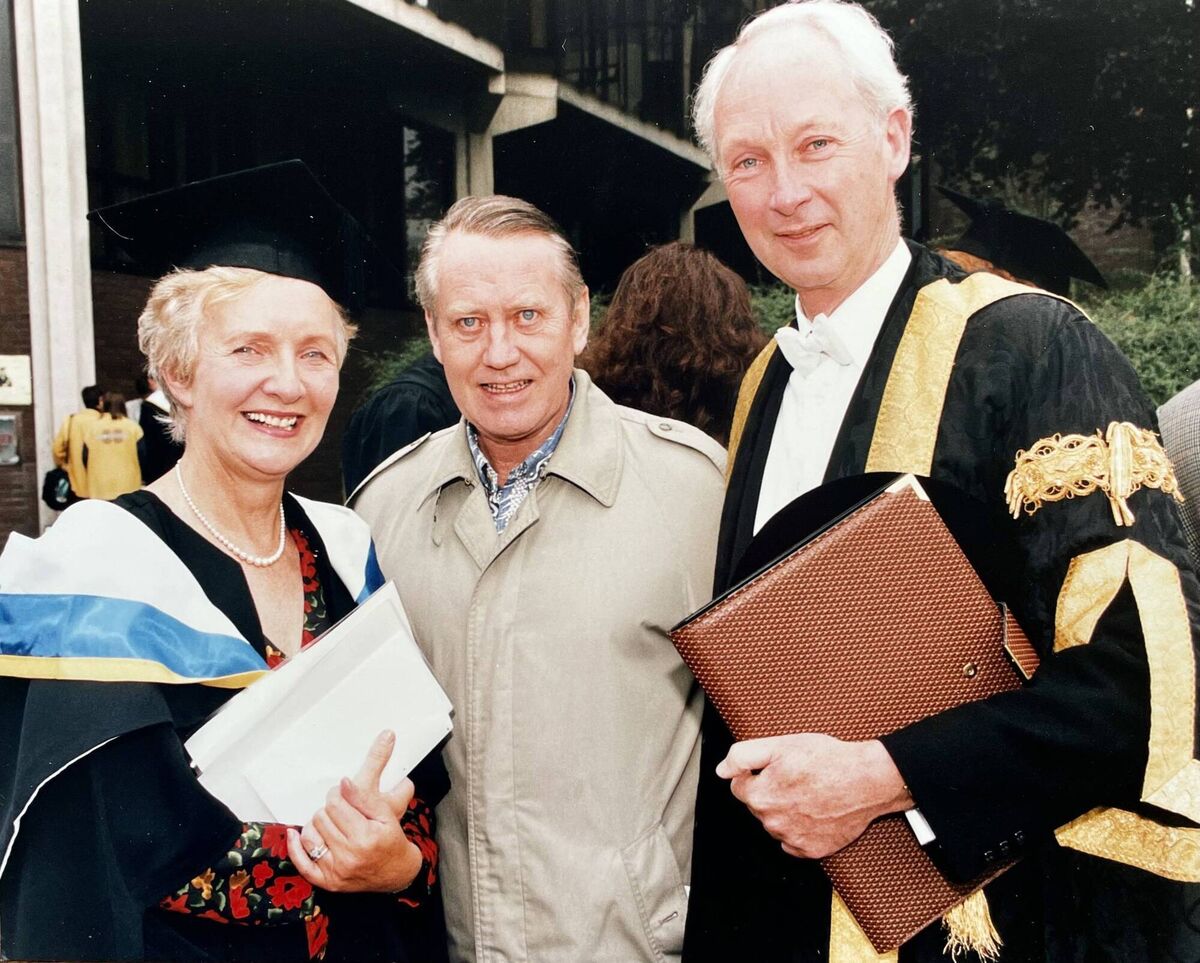 (Left to right) Stephanie Walsh, Chuck Feeney and Ed Walsh (while still President of the University of Limerick) in September 1997. Photo courtesy of Ed Walsh