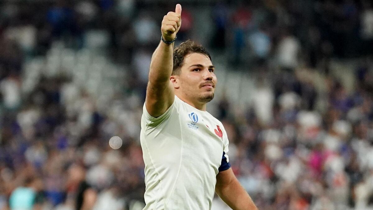 France's Antoine Dupont celebrating. France's Antoine Dupont celebrating.