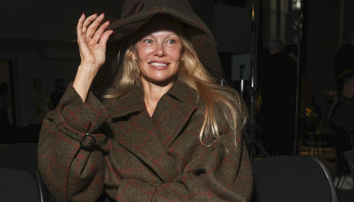 Pamela Anderson attends for the Andreas Kronthaler For Vivienne Westwood Spring/Summer 2024 womenswear fashion collection sans makeup. Picture: AP Photo/Vianney Le Caer