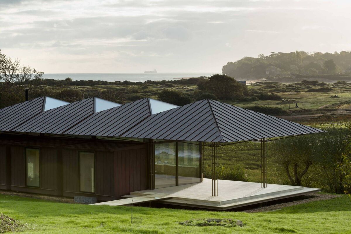 Saltmarsh House on the Isle of Wight, a cantilevered steel and copper-clad garden pavilion by Níall McLaughlin Architects and Millimetre. Picture: Glasshopper