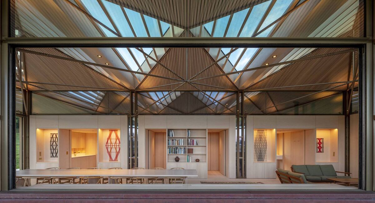 Interior of Saltmarsh House, designed in 2021, a house overlooking a tidal salt marsh in the northeast of the Isle of Wight.