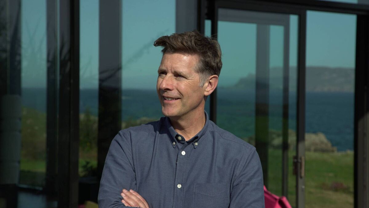 Dermot Bannon at the house in Goleen, Cork, designed by Níall McLaughlin.
