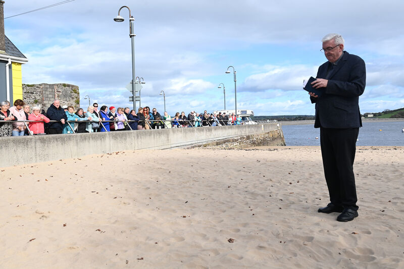  Canon Bill Bermingham reciting prayers at the vigil in memory of Tina Satchwell. Picture: Larry Cummins