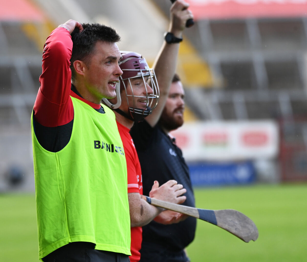 Blarney coach Gavin O'Mahony against Bride Rovers' during the Co-Op Superstores Cork SAHC semi final at Pairc Ui Chaoimh. Picture; Eddie O'Hare