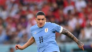 <p>ON THE MARK: Uruguay striker Darwin Nunez. Pic: Stu Forster/Getty Images</p>