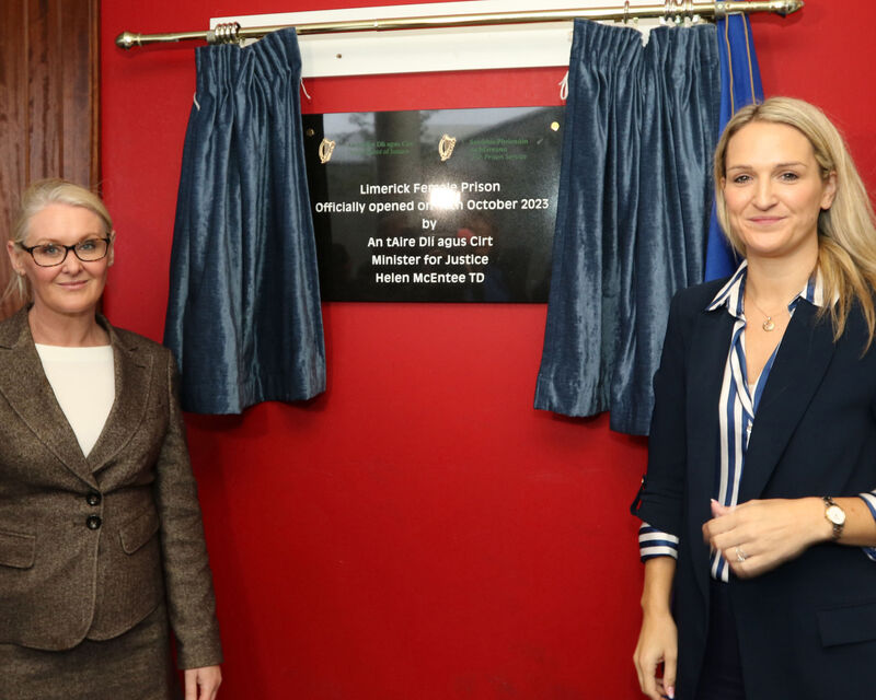 Justice Minister Helen McEntee and director general of the Irish Prison Service Karen McCaffrey at the opening of the new women's wing at Limerick Prison. Picture: Brendan Gleeson