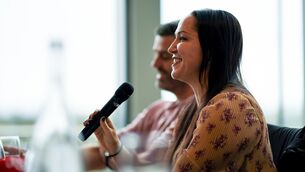 <p>TREAT FOR TREATY: Treaty United co-owner and CEO Ciara McCormack during the Treaty United FC press conference at Clayton Hotel Limerick in Limerick. Photo by Tom Beary/Sportsfile</p>