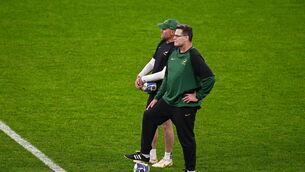 <p>RESISTING TEMPTATION: South Africa director of rugby Rassie Erasmus, right, and South Africa head coach Jacques Nienaber. Pic: Brendan Moran/Sportsfile</p>