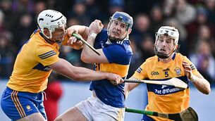 <p>FIRST REAL YEAR: Alan Tynan of Tipperary in action against Conor Cleary, left, and Brandon O'Connell of Clare during the Co-Op Superstores Munster Hurling League. Pic: Sam Barnes/Sportsfile</p>