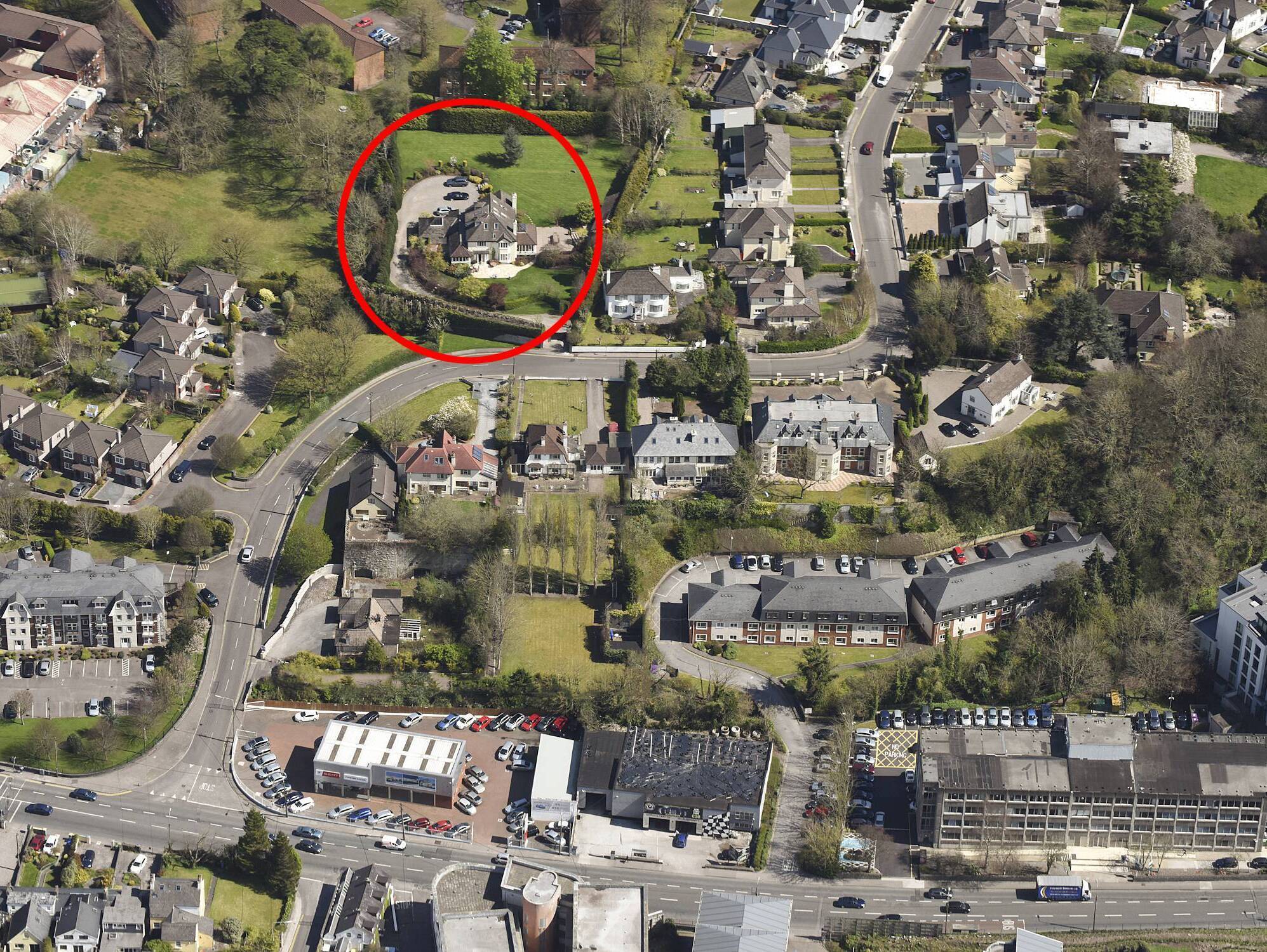 Going, going, gone: the house seen ringed here, San Paula, has been replaced by nine new five bed homes called Ecklinville, priced at €1.3m and €1.4m via agent Michael O'Donovan of Savills. Pic Ted Murphy