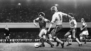 <p>MAESTRO: Liam Brady on the ball for Arsenal, 13th September 1978. Pic: Charlie Ley/Mirrorpix/Getty Images</p>