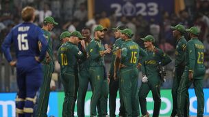 <p>OUT YOU GO: South African players celebrate the dismissal of England's Adil Rashid during the ICC Men's Cricket World Cup match between England and South Africa in Mumbai, India, Saturday, Oct. 21, 2023. Pic: AP Photo/Rajanish Kakade</p>