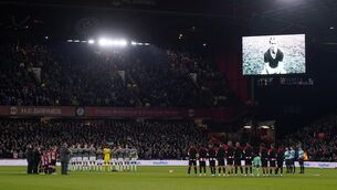 <p>MOMENT OF REFLECTION: Players from both sides observe a moments silence in tribute to Sir Bobby Charlton, who has died aged 86, his family have announced today, before the during the Premier League match at Bramall Lane, Sheffield. Pic: Danny Lawson/PA Wire</p>