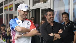 <p>FAST LANE: Rory McIlroy, right, of Ireland, talks with Alpine driver Pierre Gasly, of France, before the sprint race ahead of the Formula One U.S. Grand Prix auto race at Circuit of the Americas,at Circuit of the Americas, Saturday, Oct. 21, 2023, in Austin, Texas. Pic: AP Photo/Darron Cummings</p>