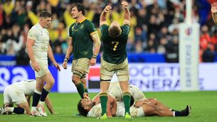 <p>SWEET EMOTIONS: South Africa’s Pieter-Steph du Toit celebrates after winning the 2023 Rugby World Cup Semi-Final, Stade de France, Paris between England and South Africa. Pic: INPHO/Billy Stickland</p>