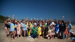 <p>Irish participants in the largest-ever skinny dip, which was achieved in 2018 on a Co Wicklow beach when 2,505 women stripped off to raise money for cancer research. Picture: Guinness World Records</p>